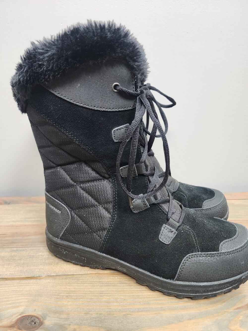 Columbia Ice Maiden Lace Womens 10 Black Waterproof Insulated Winter Snow Boots